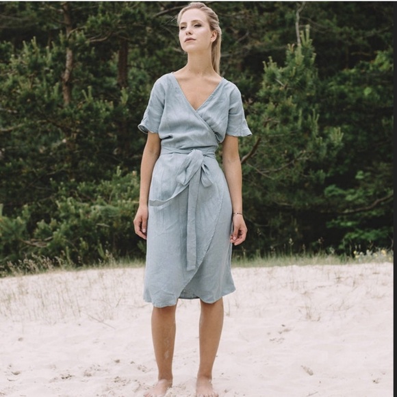 Linenfox wrap dress! Great Pregnancy/postpartum/breastfeeding/S-M between! - Picture 2 of 8